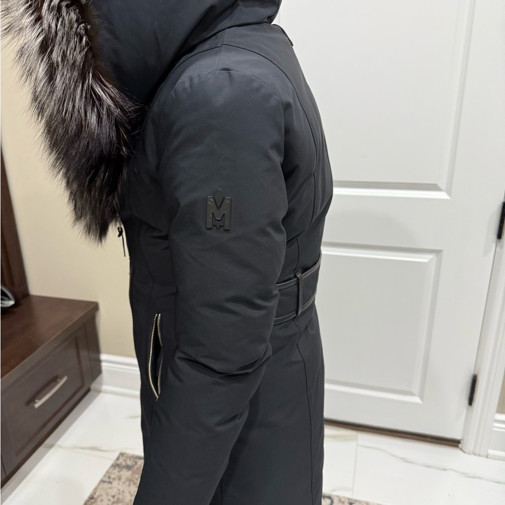 Mackage Black Puffer Coat with silver fox Fur Trim - Picture 5 of 9